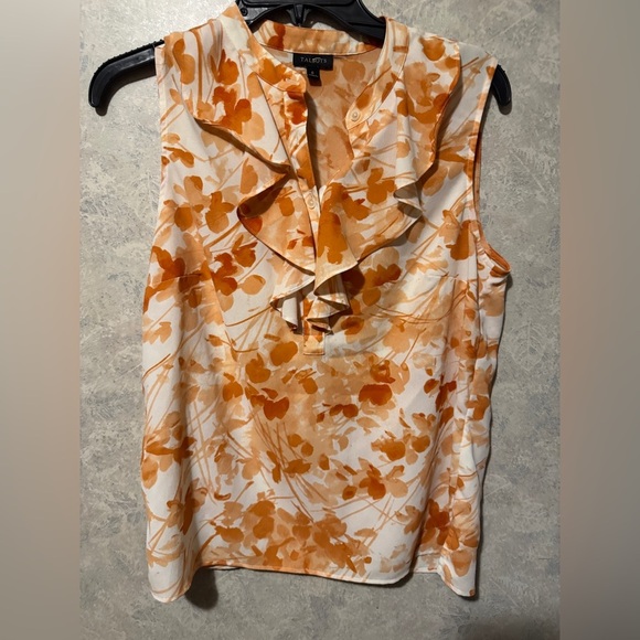 Talbots Sleeveless Blouse Orange Floral 6 - Picture 1 of 3